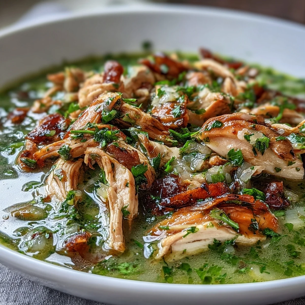Broiled poblano and jalapeño peppers give this classic Mexican Chicken Chili Verde its signature tangy, vibrant green sauce.