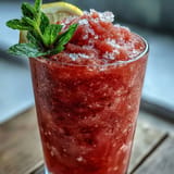 Cool and tangy frozen strawberry lemonade slushie made with just three ingredients, ideal for hot days.