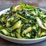 Fresh shaved zucchini ribbons tossed with lemon and Parmesan create a beautiful salad.