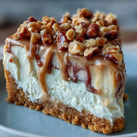 A whole Nutter Butter cheesecake in a springform pan, featuring a golden crust and a creamy peanut butter swirl on top.