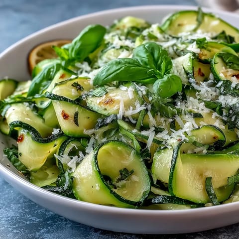 Shaved Zucchini Ribbon Salad with Lemon and Parmesan, a vibrant summer side dish.