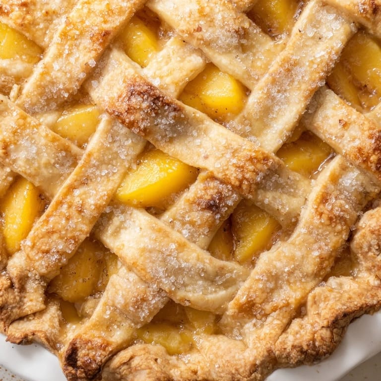 Imagine the aroma: a slice of Peach Pie, glistening with egg wash, ready to enjoy with ice cream.