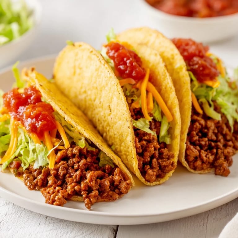 Perfectly cooked beef tacos, showcasing the juicy meat filling and fresh toppings on warm tortillas.