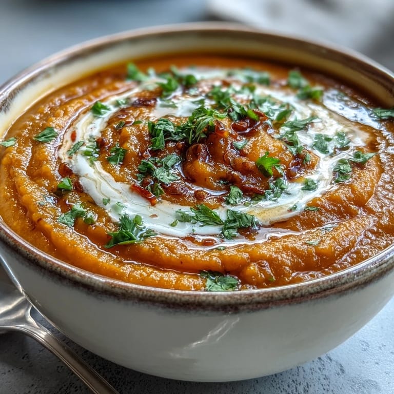 Steaming pot of homemade Carrot and Lentil Soup featuring carrots, lentils, and warm spices like cumin and turmeric.