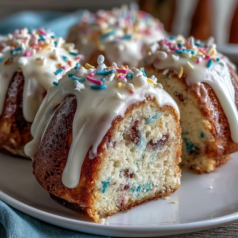 Vibrant Funfetti Cake with Pastel Buttercream: Festive vanilla cake bursting with rainbow sprinkles, finished with playful marbled pastel frosting.