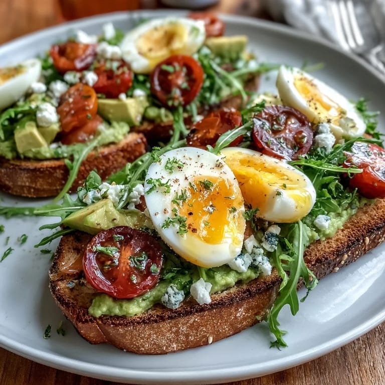 Colorful avocado toast platter featuring smoked salmon, cherry tomatoes, and crisp cucumber slices on rustic bread.