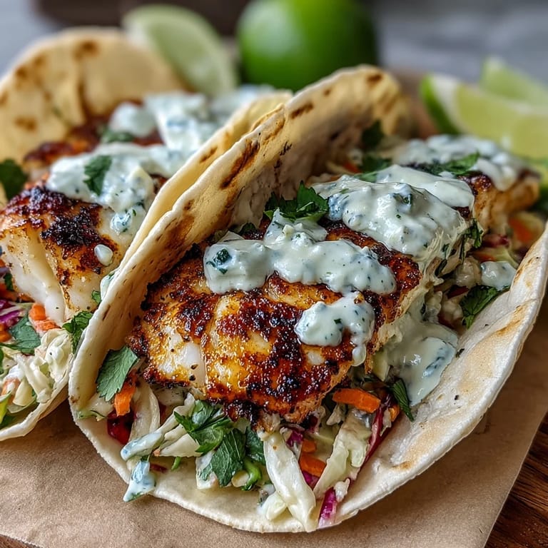 Coconut lime marinated fish tacos on a wooden board, garnished with fresh cilantro and lime wedges, perfect for summer gatherings.  