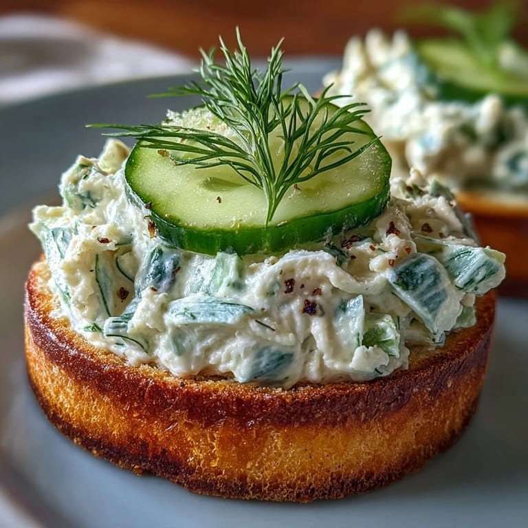 Elegant English cucumber rounds topped with Kentucky Benedictine spread, ideal for Southern cocktail parties.