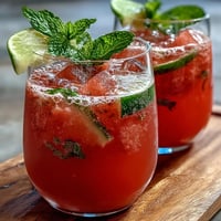 Vibrant watermelon lime sparkling punch in a clear pitcher, garnished with fresh mint and lime slices.