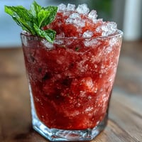 A vibrant frozen strawberry lemonade slushie with fresh lemon slices and mint garnish, perfect for summer refreshment.